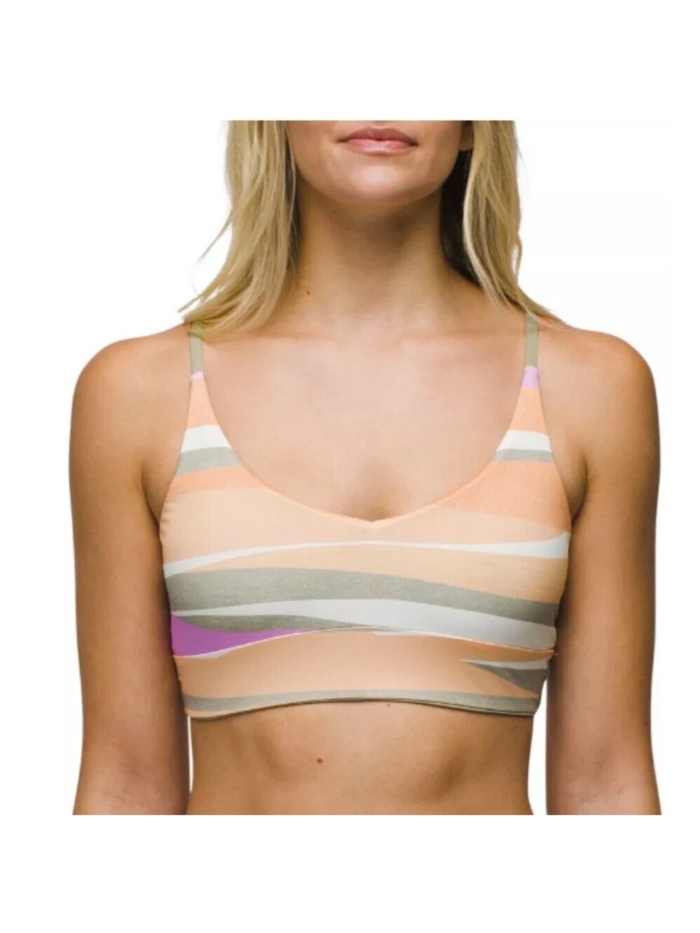Prana women Bikini Top Medium Green Orange‎ Willow Falls Reversible Top New